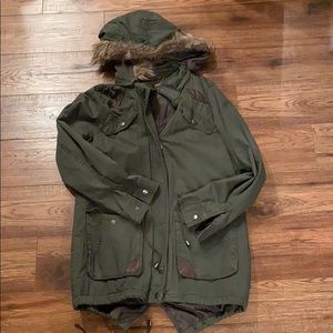 Joujou Army green anorak jacket w hood